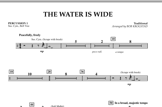 Download Bob Krogstad The Water Is Wide - Percussion 1 Sheet Music