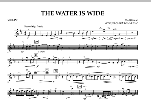Download Bob Krogstad The Water Is Wide - Violin 1 Sheet Music