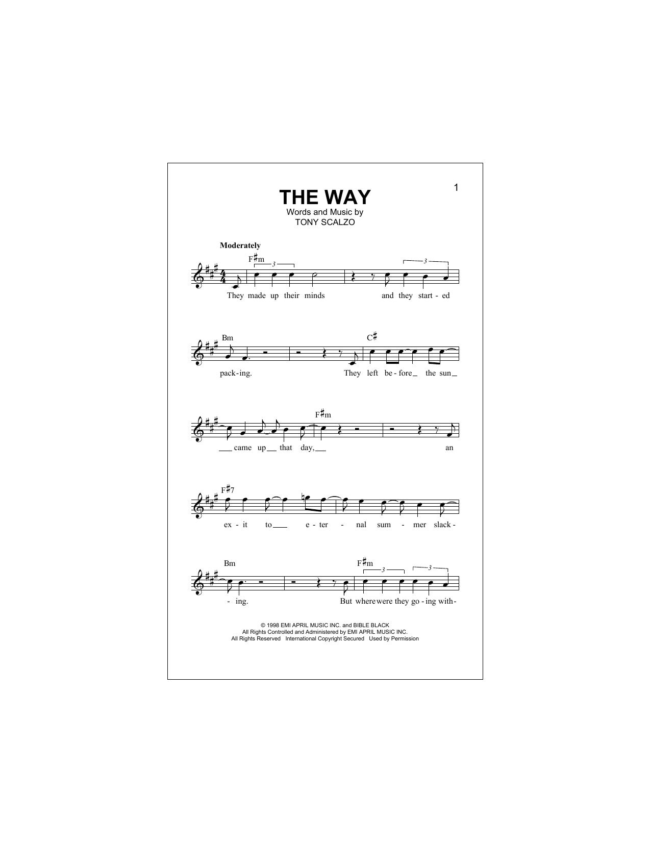 Download Fastball The Way Sheet Music