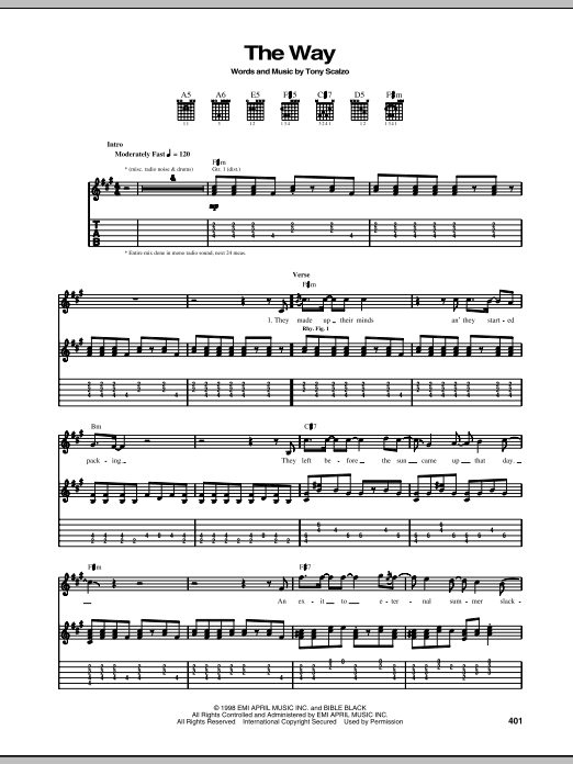 Download Fastball The Way Sheet Music
