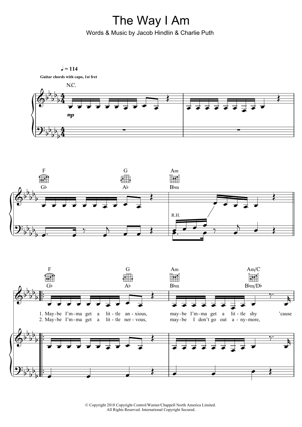 Download Charlie Puth The Way I Am Sheet Music