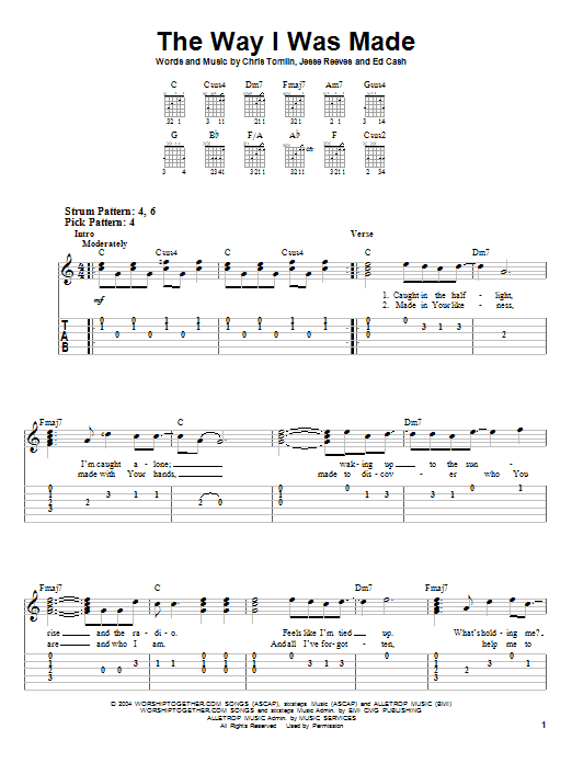 Download Chris Tomlin The Way I Was Made Sheet Music