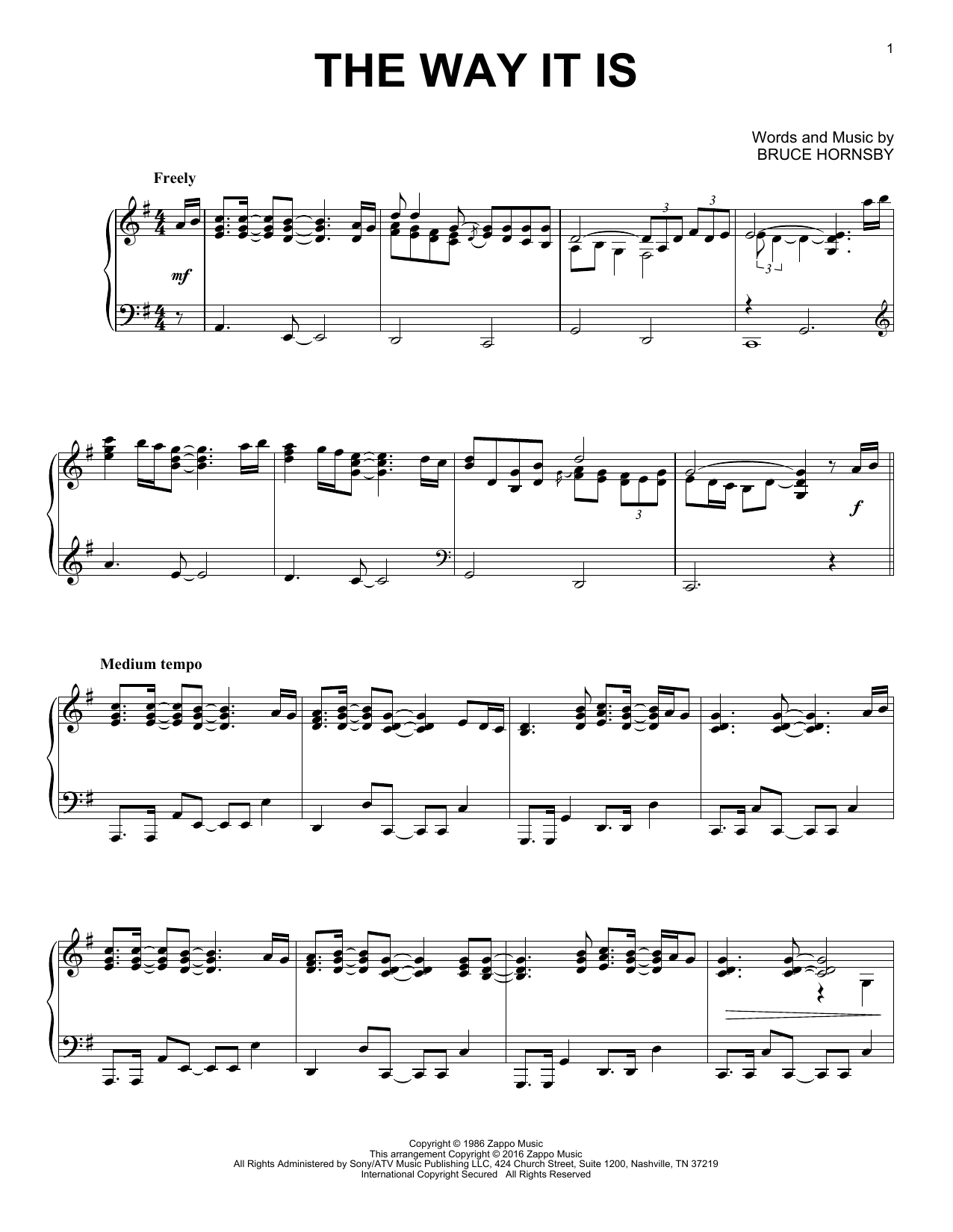 Download Bruce Hornsby & The Range The Way It Is Sheet Music