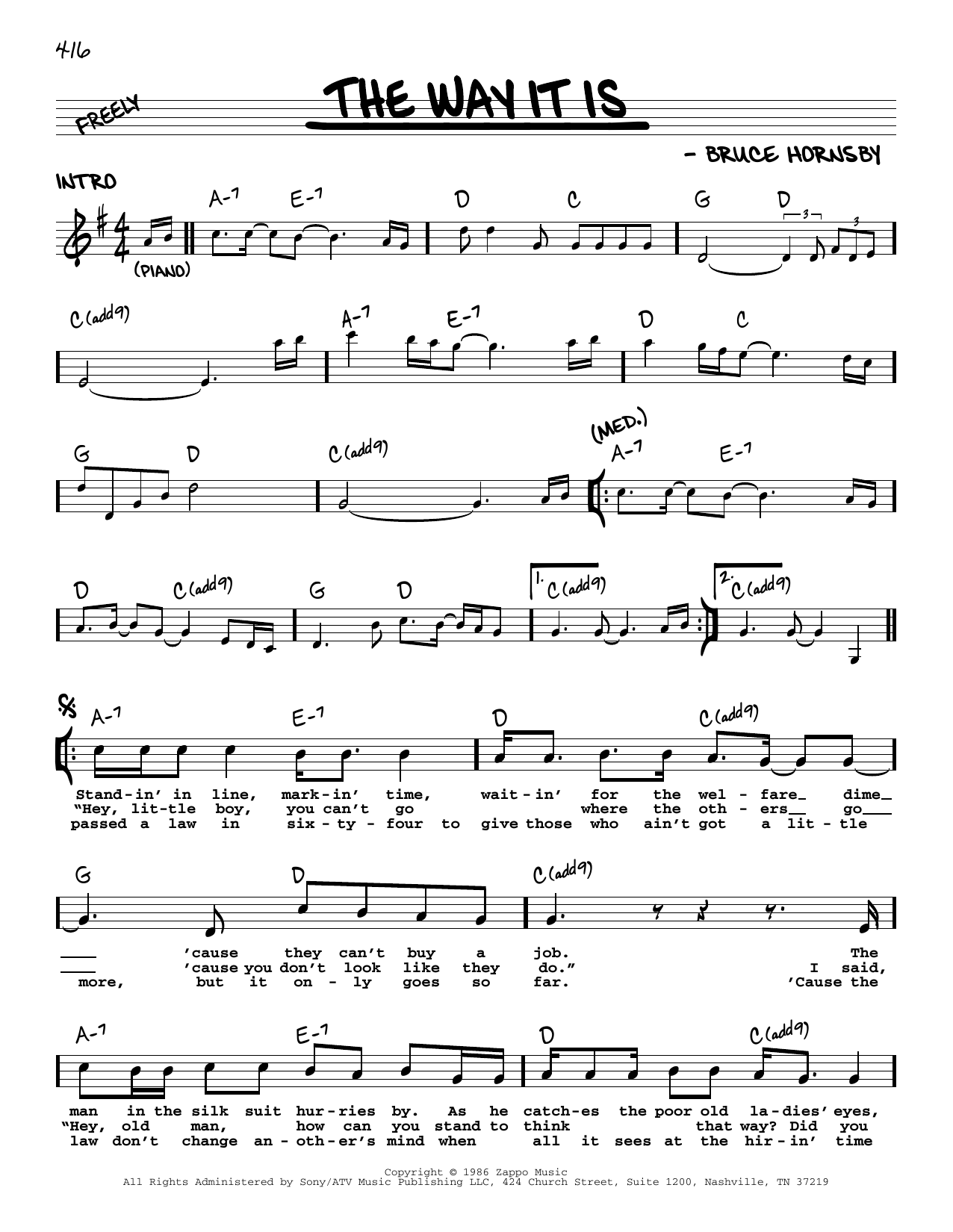 Download Bruce Hornsby & The Range The Way It Is Sheet Music