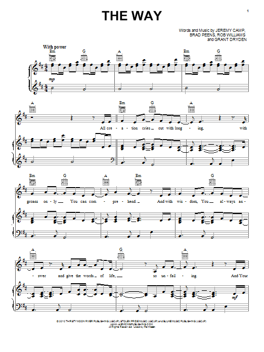 Download Jeremy Camp The Way Sheet Music