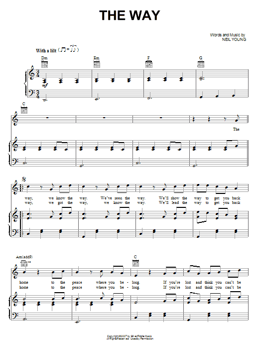 Download Neil Young The Way Sheet Music