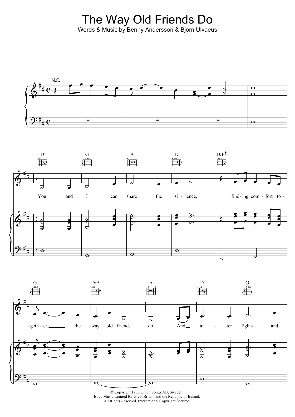Download ABBA The Way Old Friends Do Sheet Music