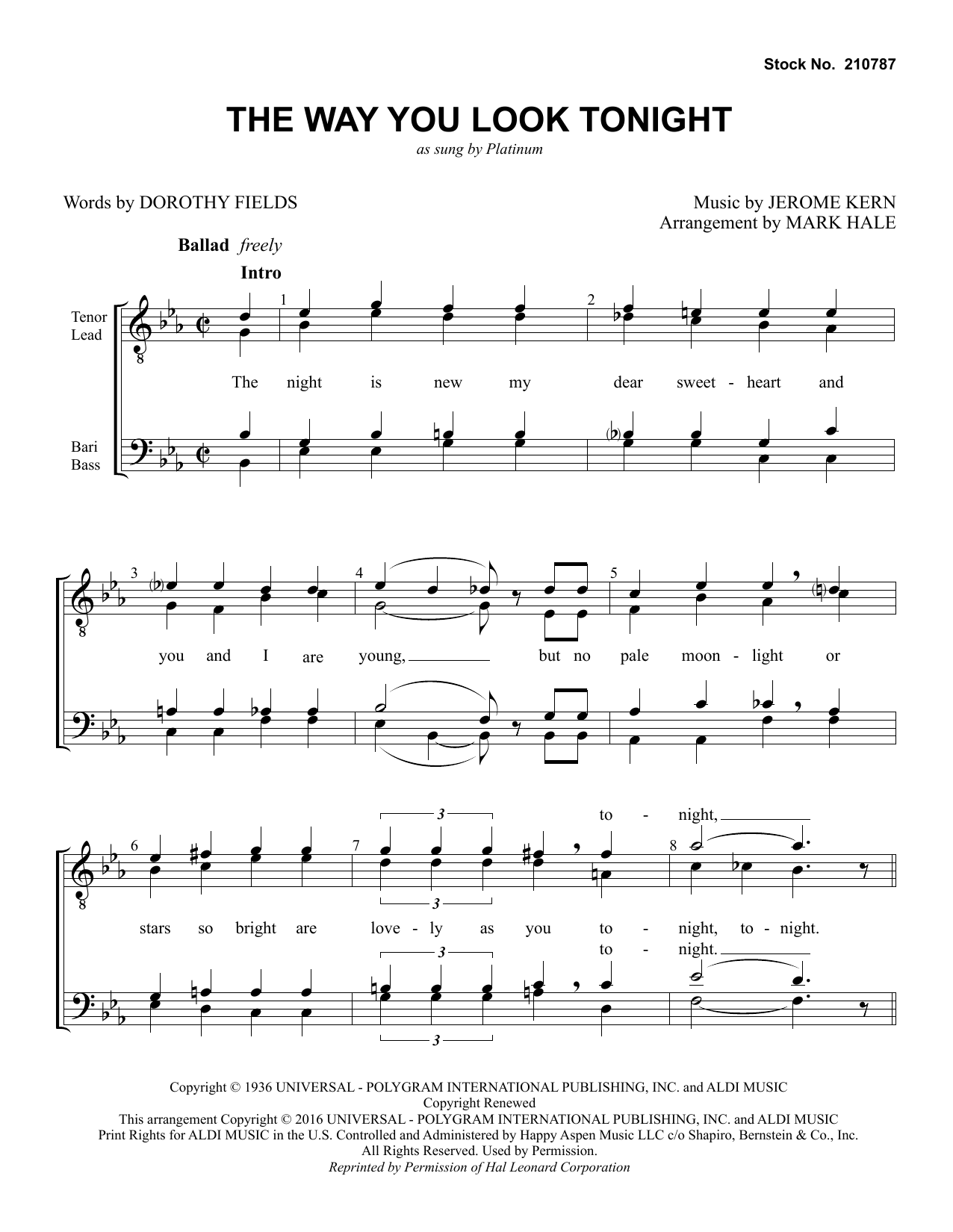 Download Platinum The Way You Look Tonight (arr. Mark Hal Sheet Music