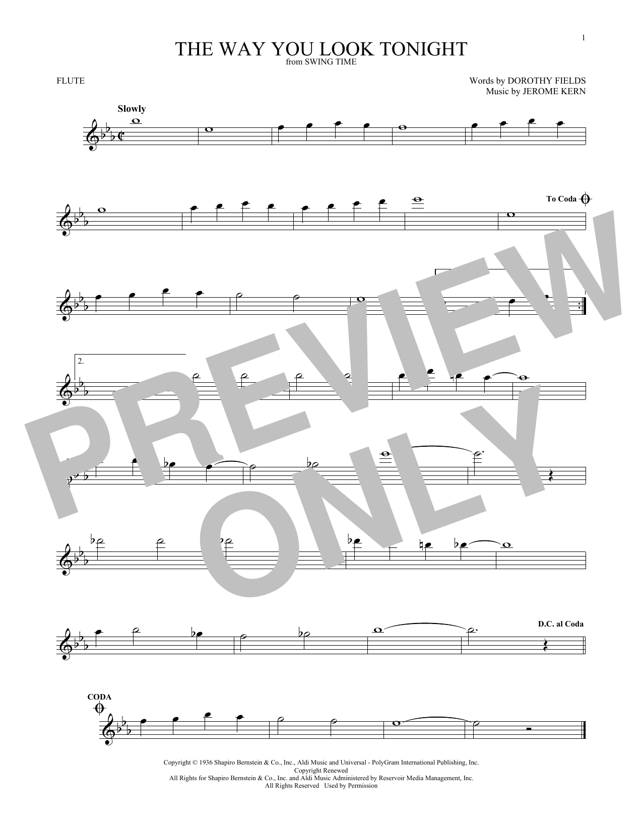 Download Jerome Kern The Way You Look Tonight Sheet Music