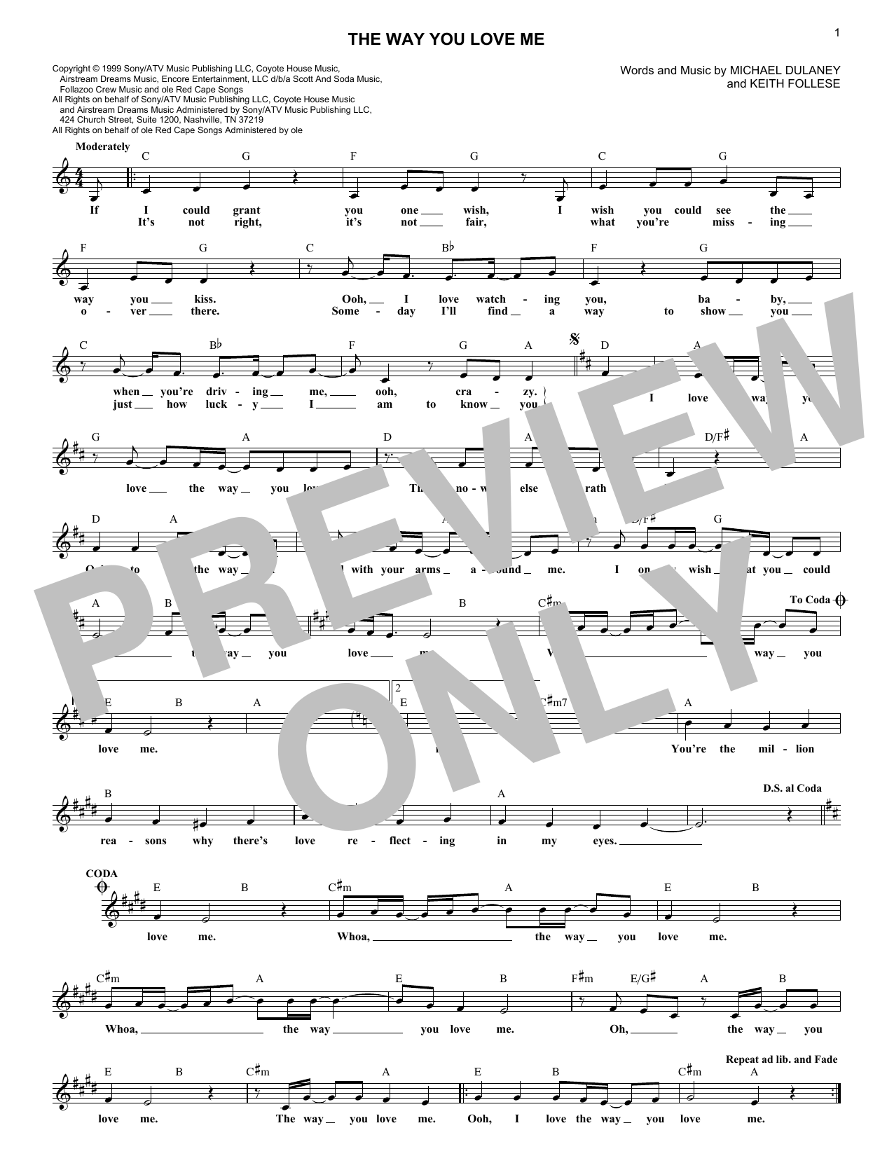 Download Faith Hill The Way You Love Me Sheet Music