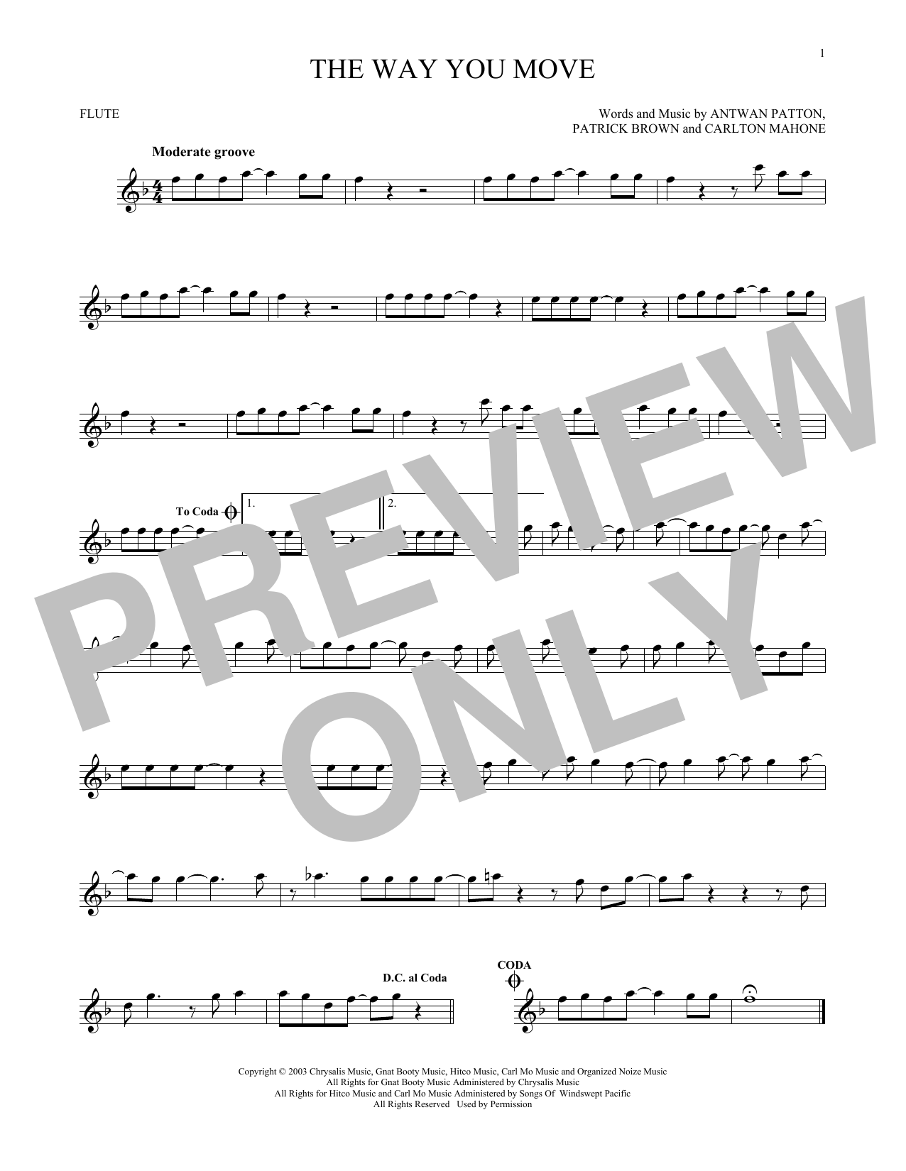 Download Outkast The Way You Move Sheet Music