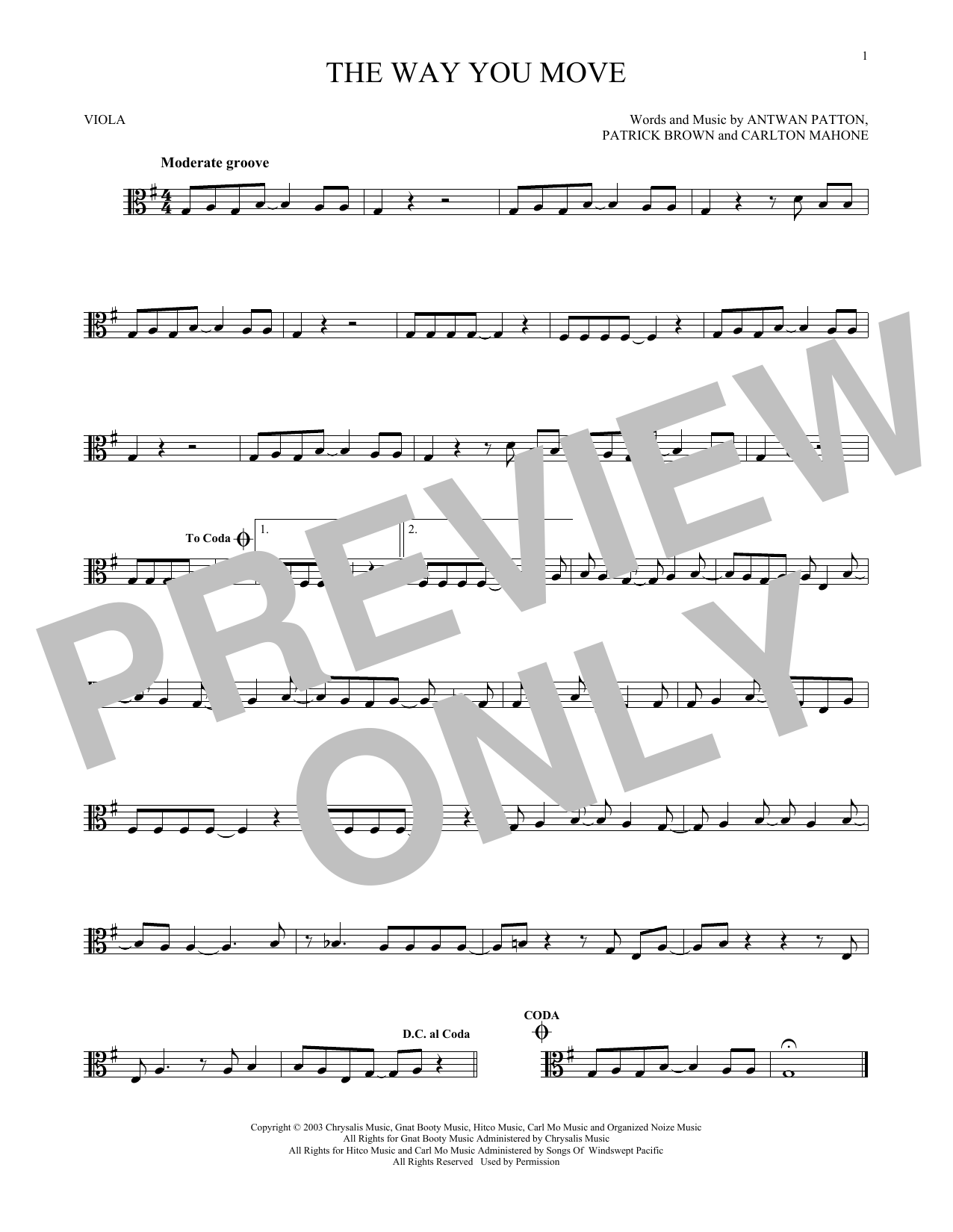 Download Outkast The Way You Move Sheet Music