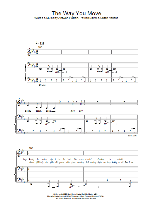 Download OutKast The Way You Move Sheet Music