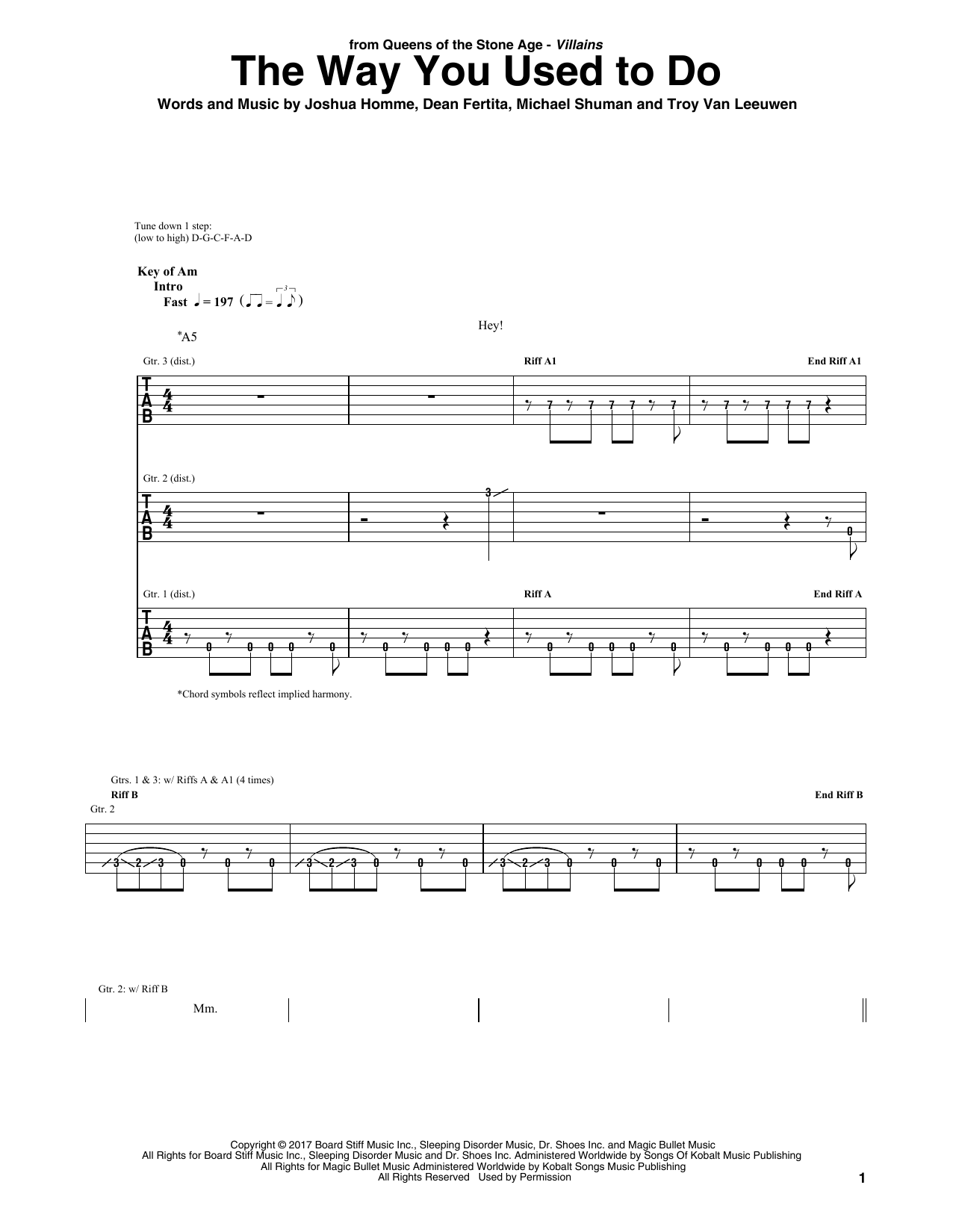 Download Queens Of The Stone Age The Way You Used To Do Sheet Music
