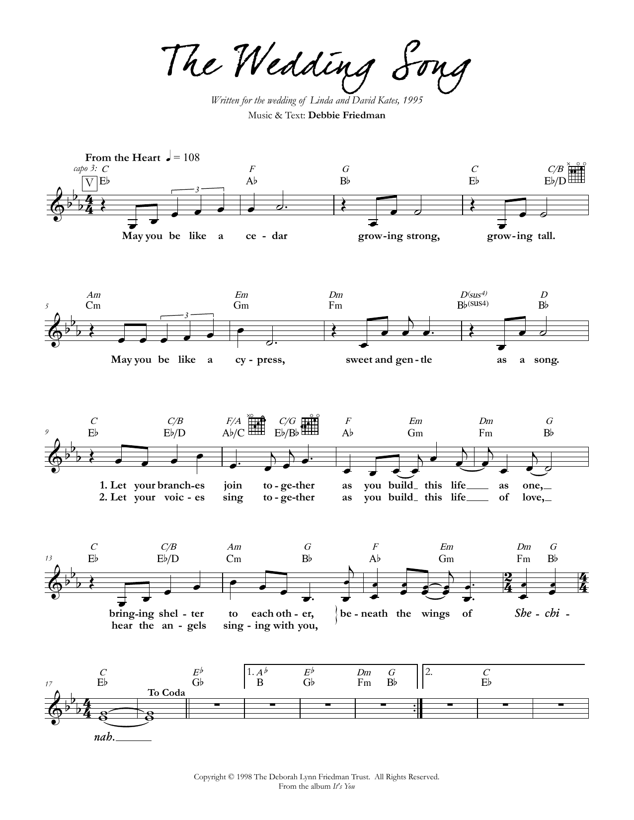 Download Debbie Friedman The Wedding Song Sheet Music