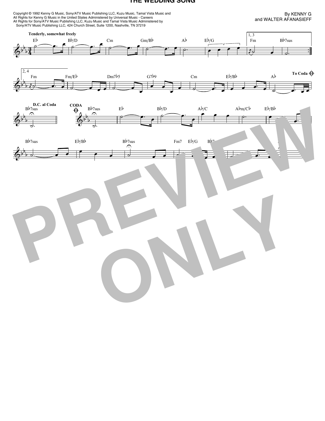 Download Kenny G The Wedding Song Sheet Music