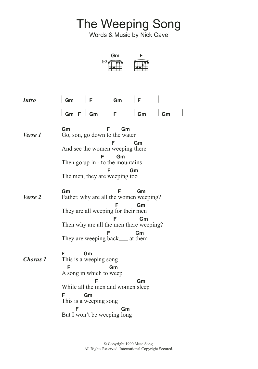 Download Nick Cave The Weeping Song Sheet Music