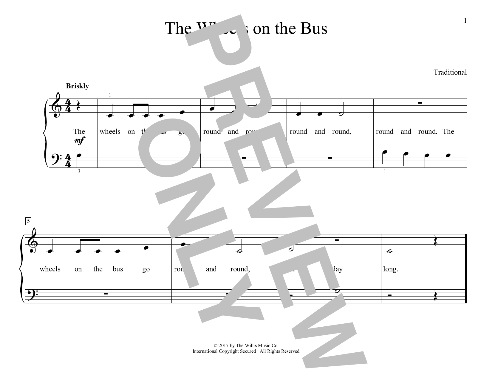 Download Traditional The Wheels On The Bus (arr. Christopher Sheet Music