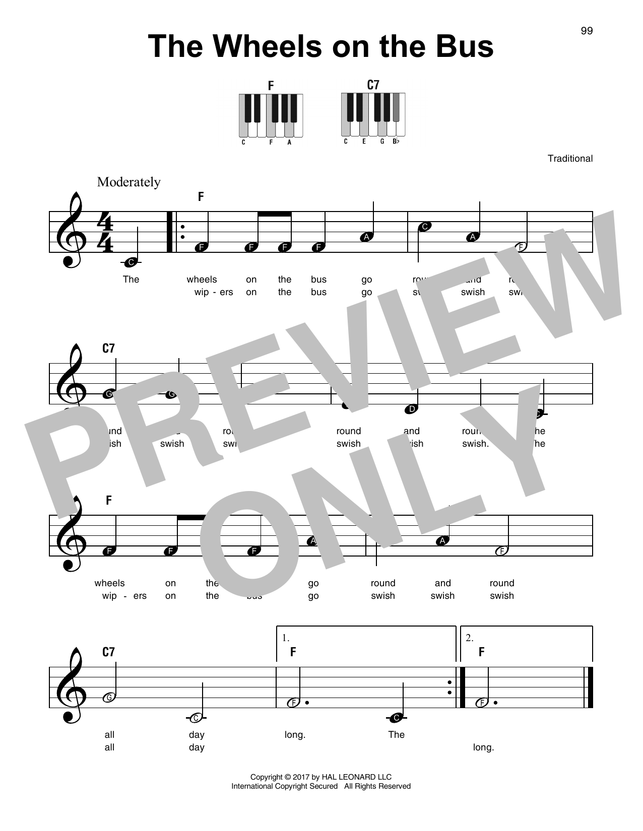 Download Traditional The Wheels On The Bus Sheet Music