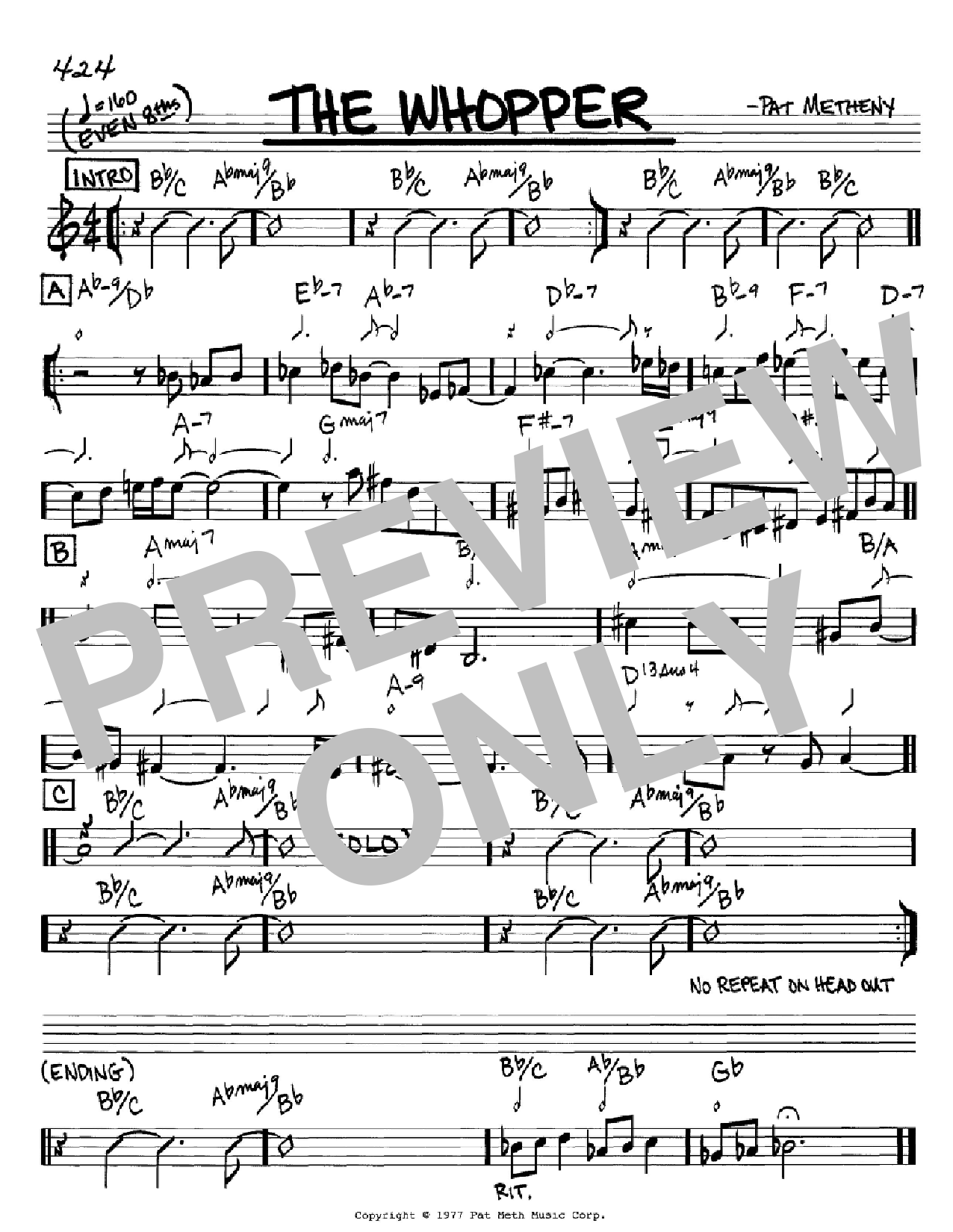 Download Pat Metheny The Whopper Sheet Music