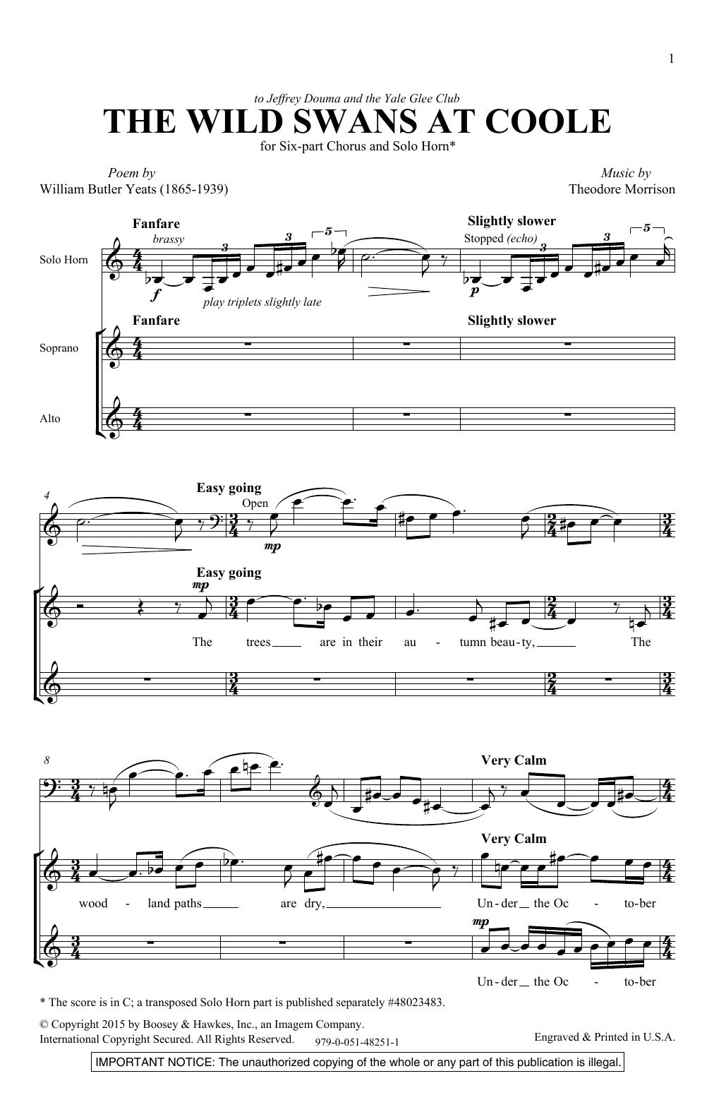 Download Theodore Morrison The Wild Swans At Coole Sheet Music