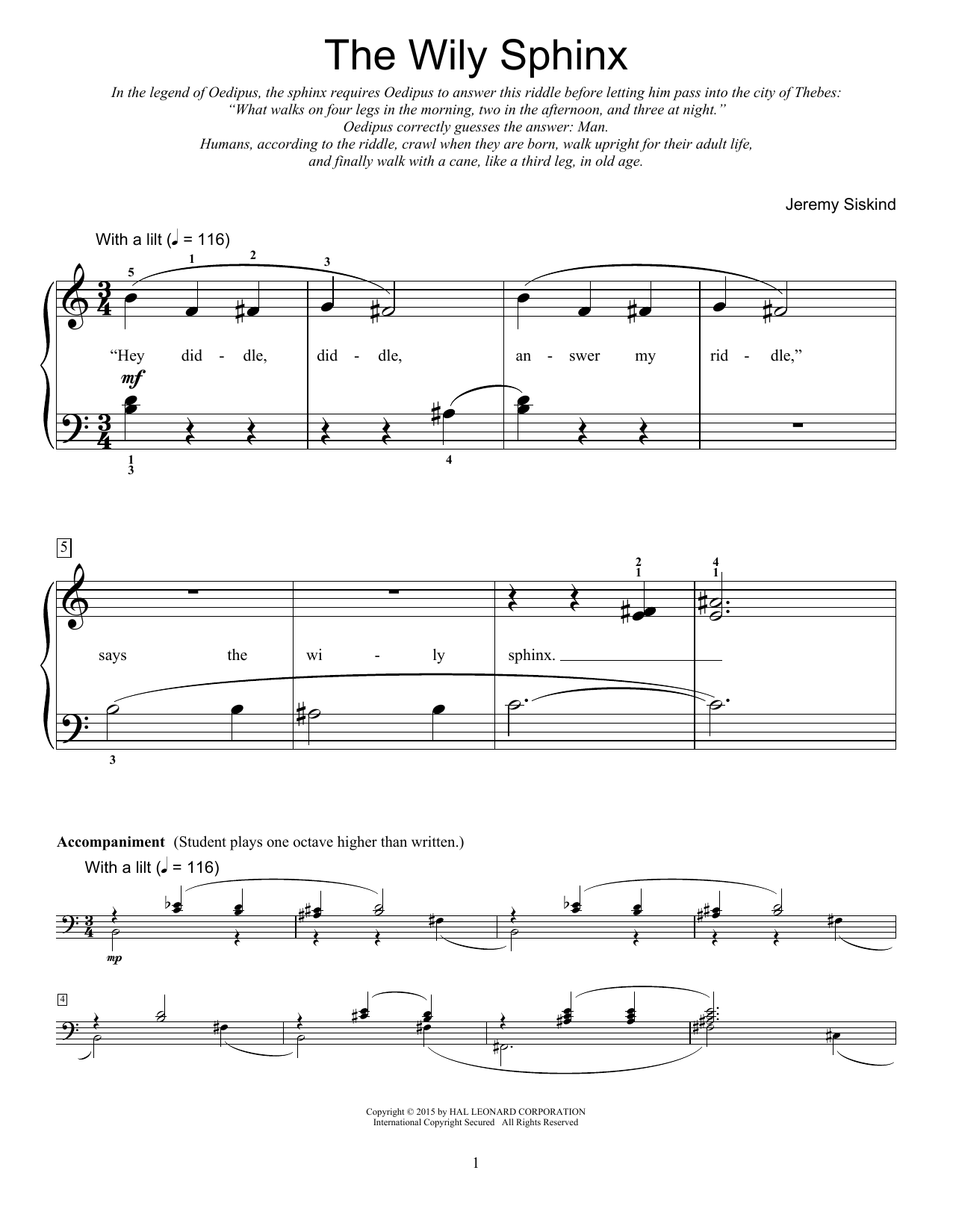 Download Jeremy Siskind The Wily Sphinx Sheet Music