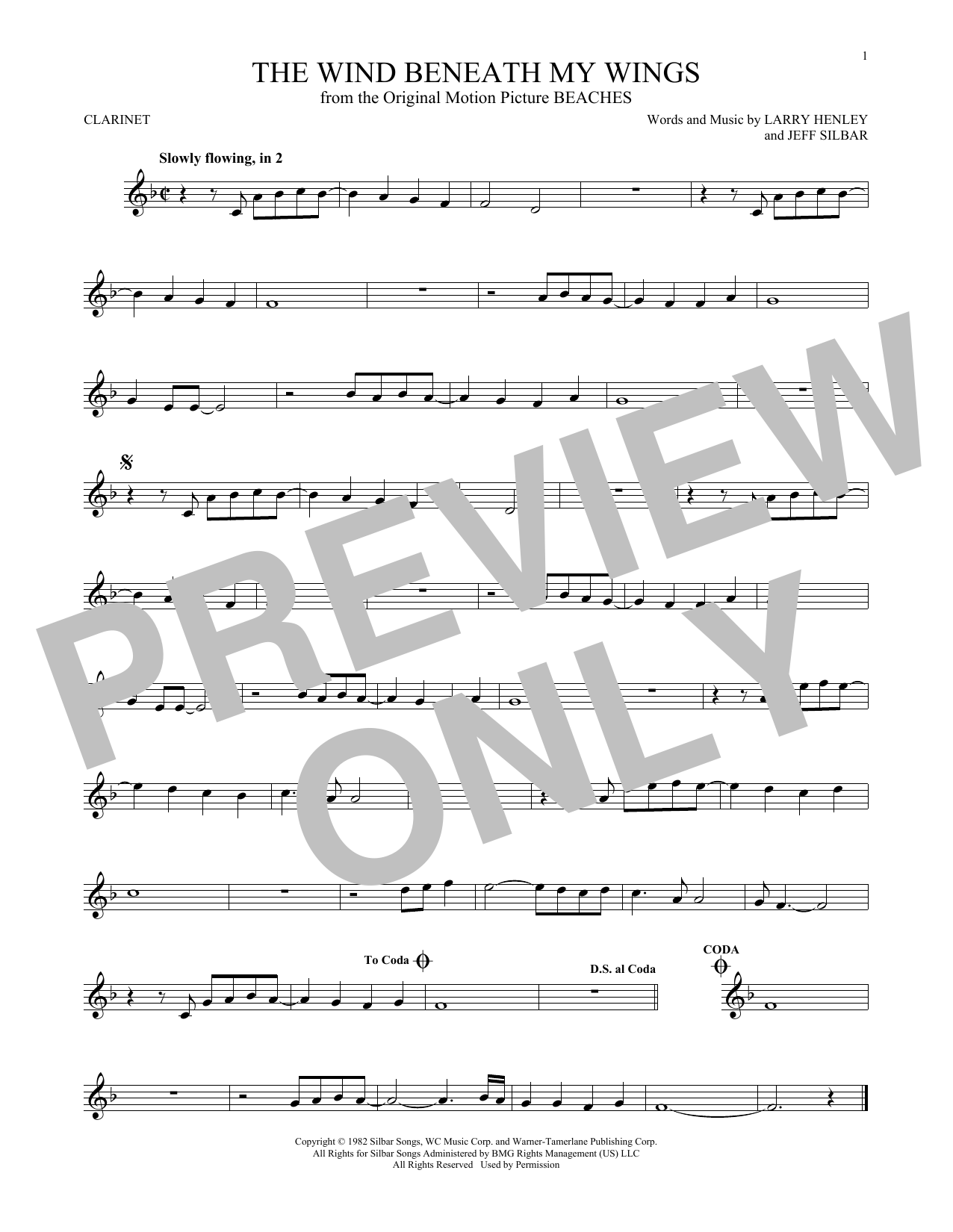 Download Bette Midler The Wind Beneath My Wings Sheet Music