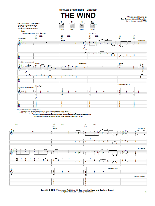 Download Zac Brown Band The Wind Sheet Music