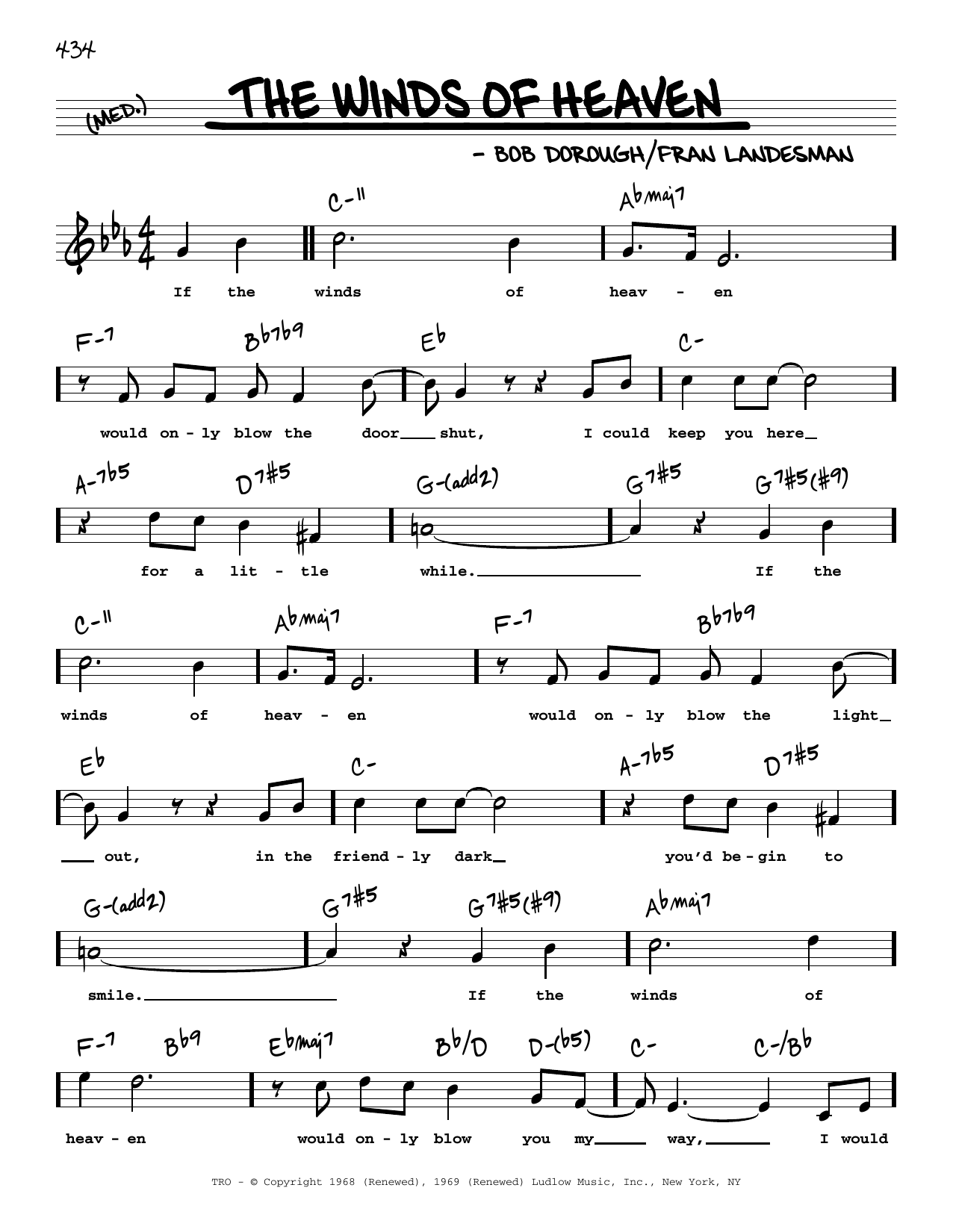 Download Fran Landesman and Bob Dorough The Winds Of Heaven (High Voice) Sheet Music