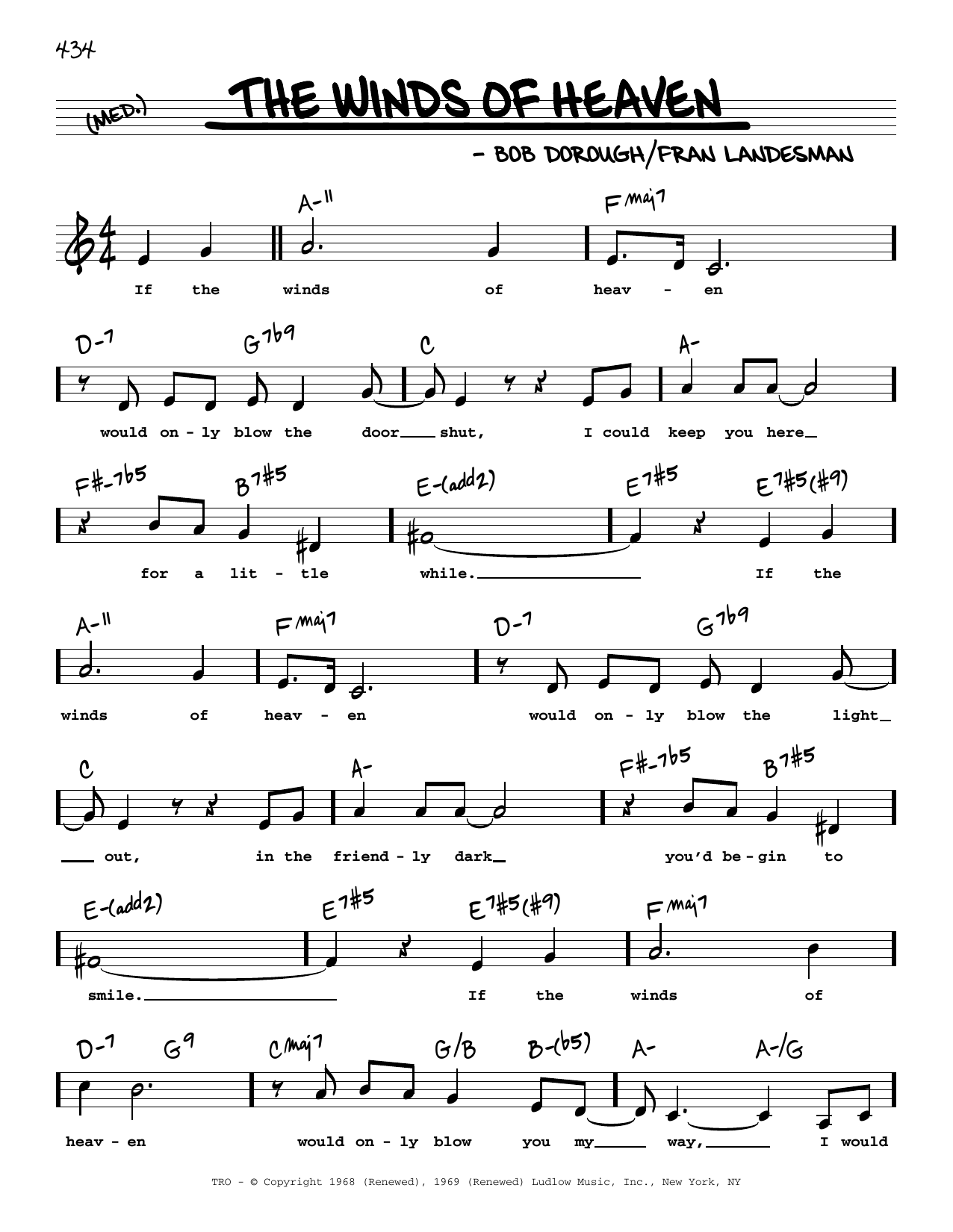 Download Bob Dorough The Winds Of Heaven (Low Voice) Sheet Music