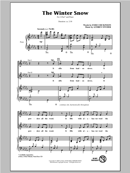 Download Audrey Snyder The Winter Snow Sheet Music