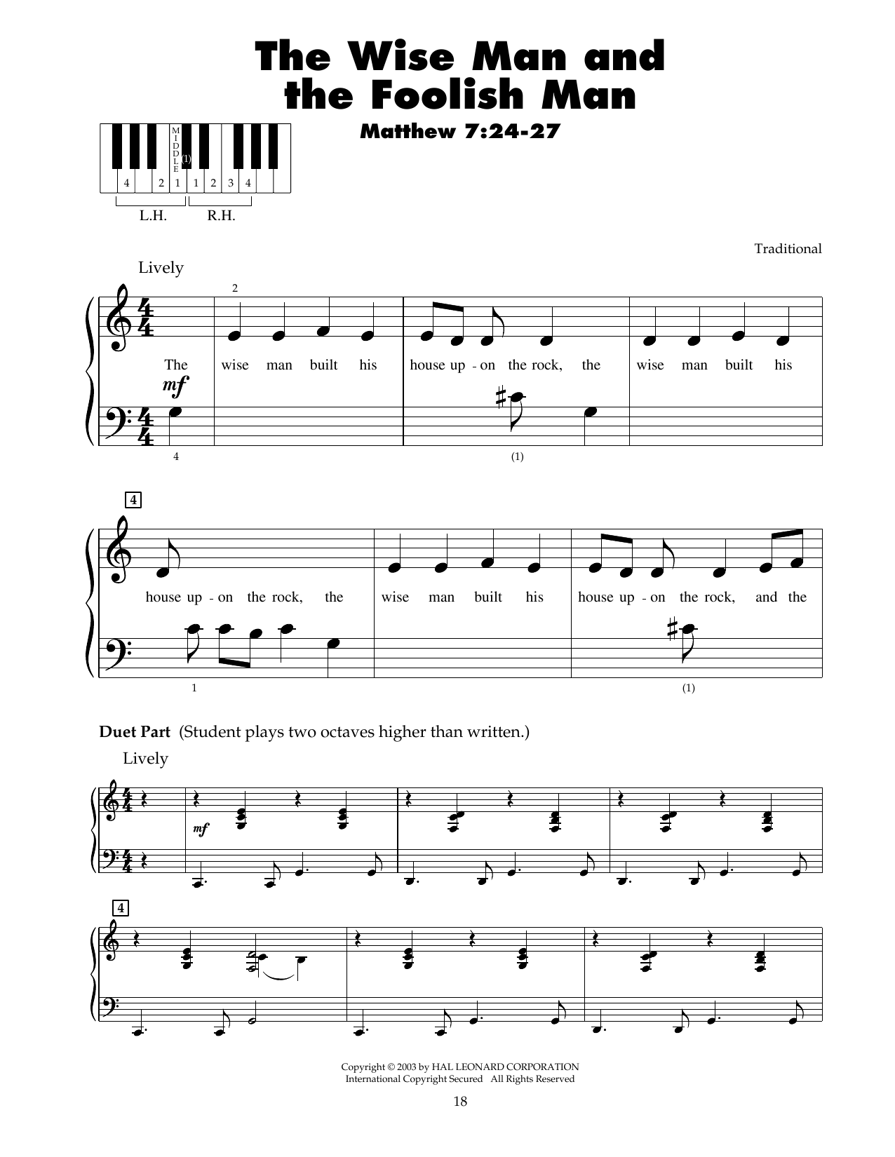 Download Traditional The Wise Man And The Foolish Man Sheet Music