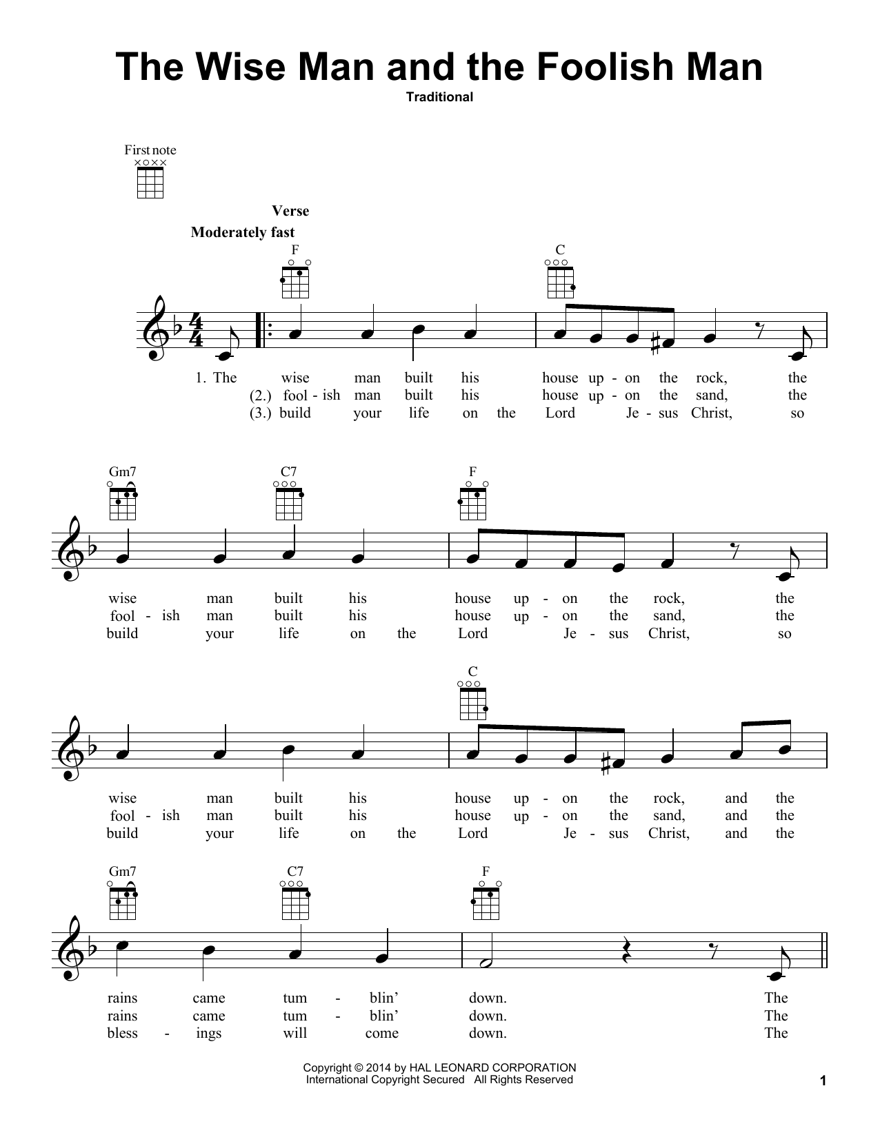 Download Traditional The Wise Man And The Foolish Man Sheet Music