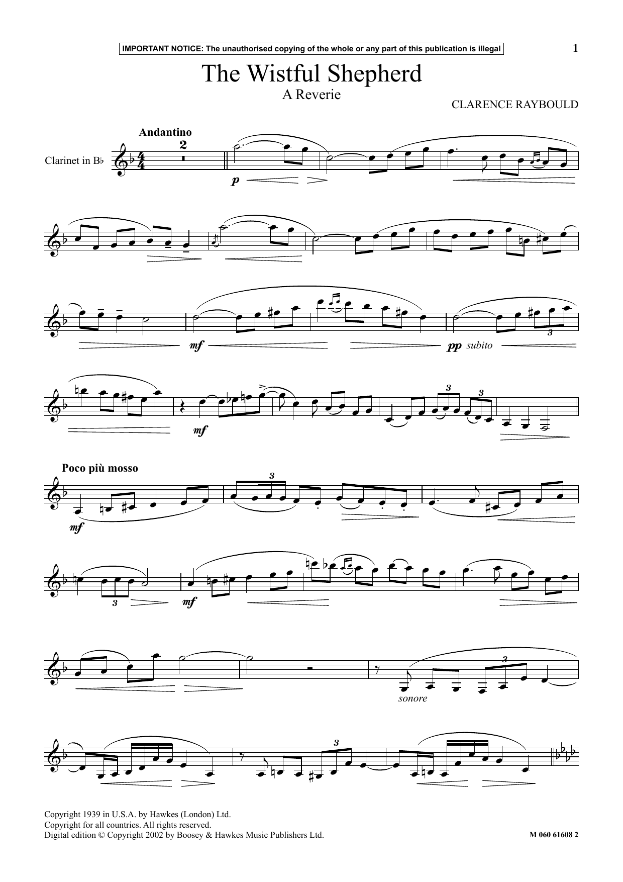 Download Clarence Raybould The Wistful Shepherd (A Reverie) Sheet Music