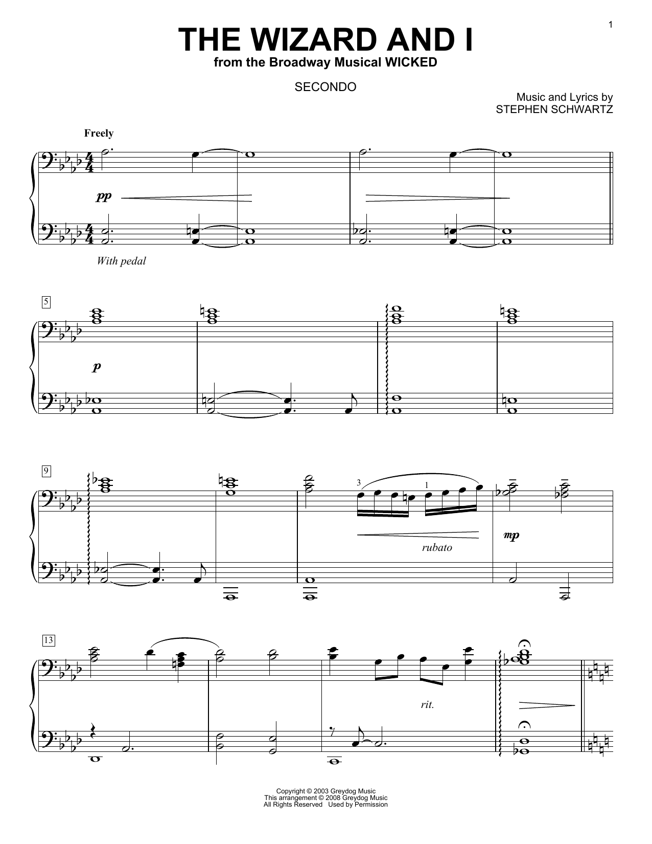 Download Stephen Schwartz The Wizard And I (from Wicked) (arr. Ca Sheet Music