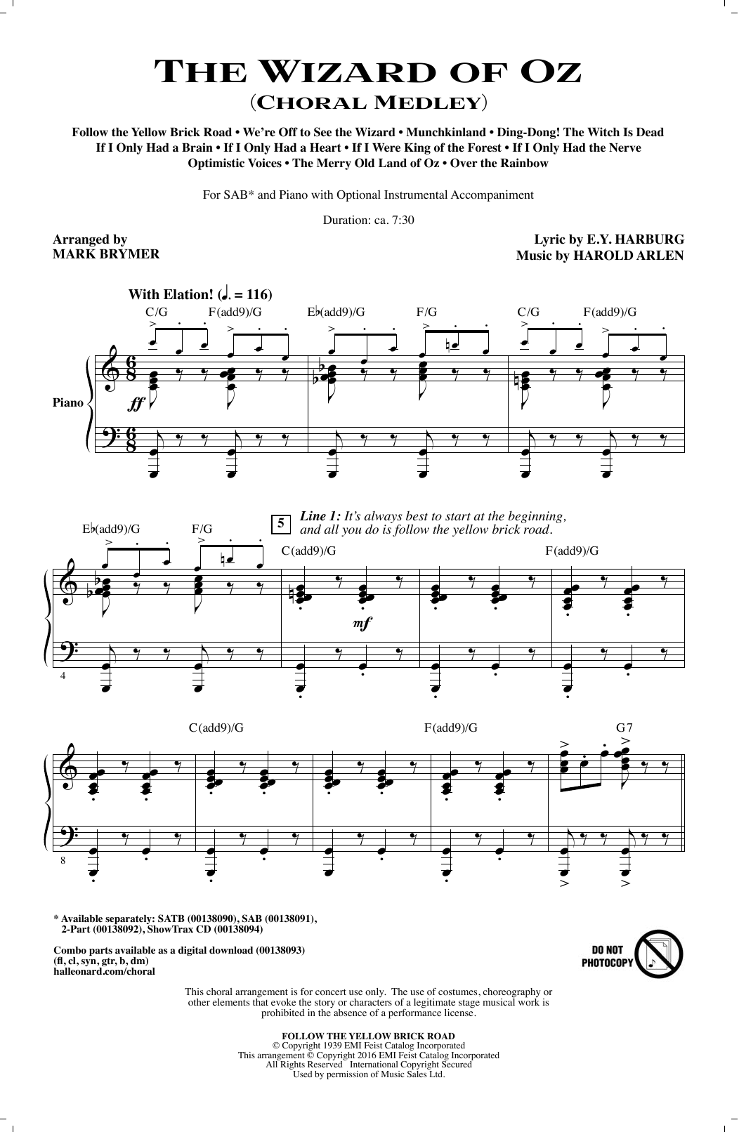 Download Mark Brymer The Wizard of Oz (Choral Medley) Sheet Music