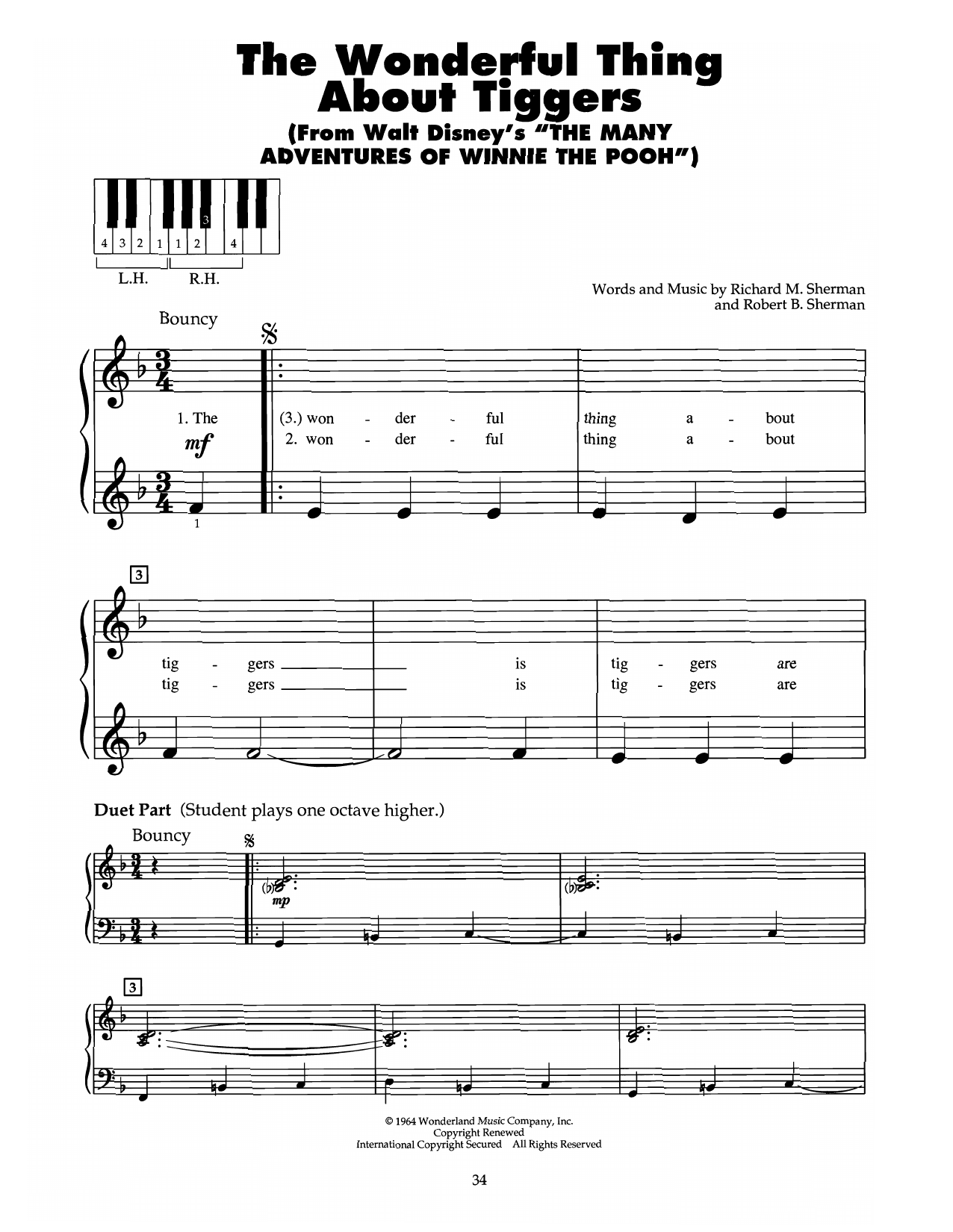 Download Sherman Brothers The Wonderful Thing About Tiggers (from Sheet Music