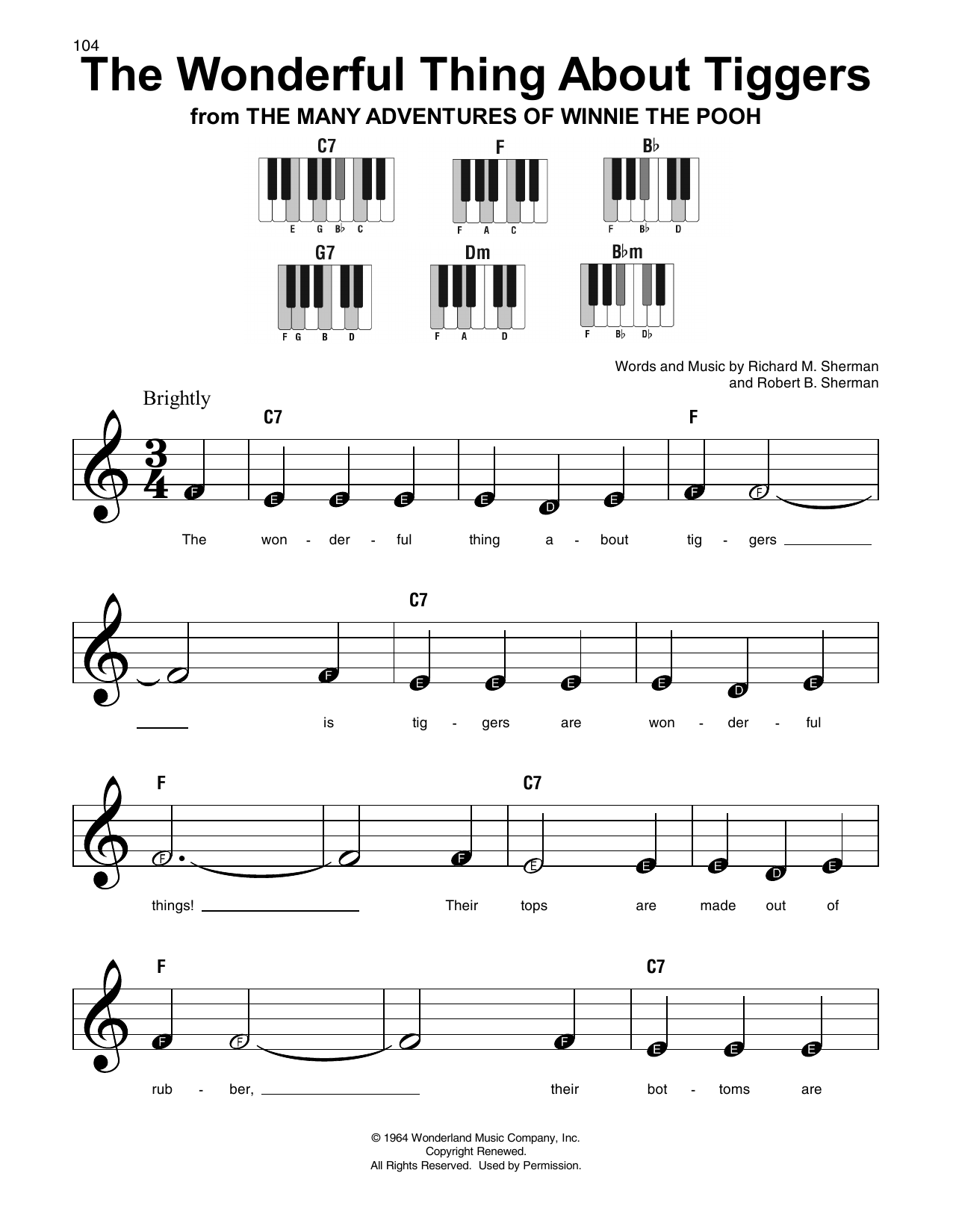 Download Richard M. Sherman The Wonderful Thing About Tiggers Sheet Music