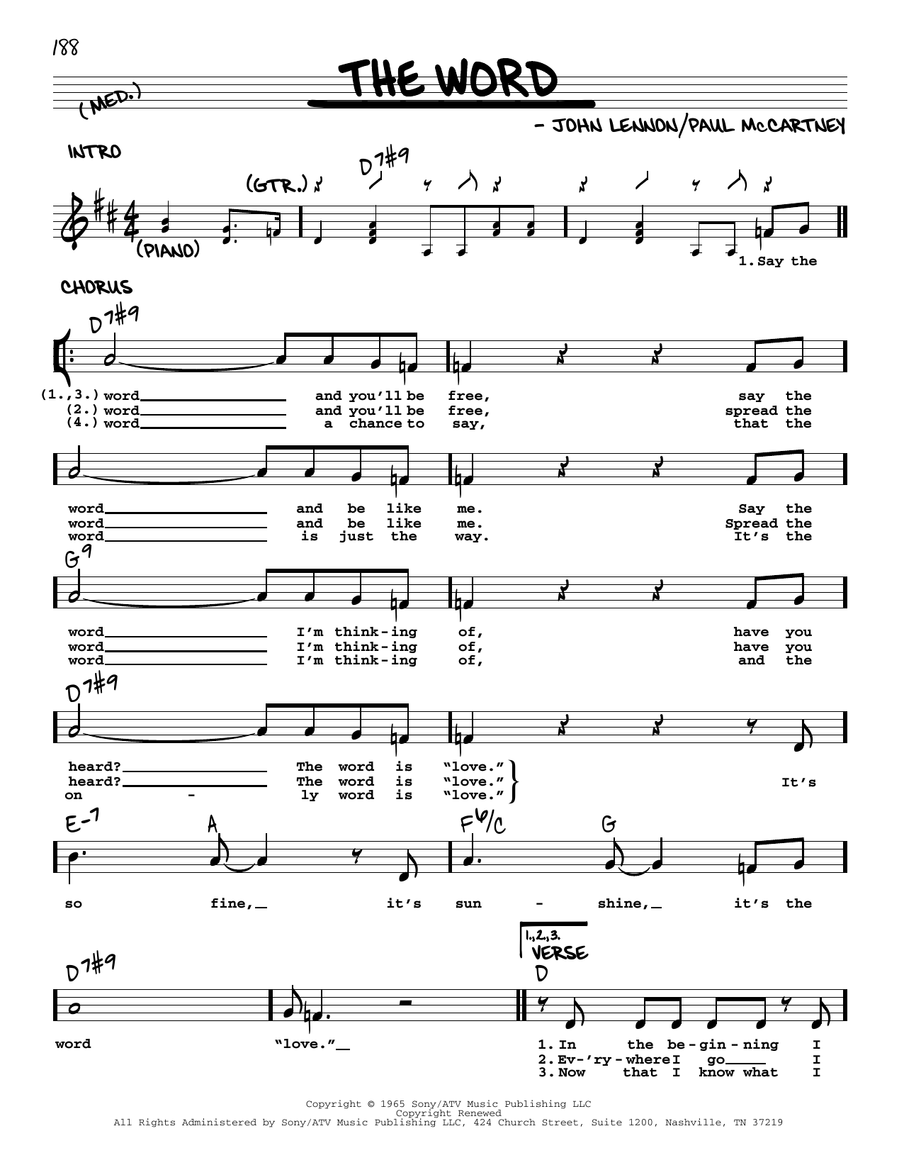 Download The Beatles The Word [Jazz version] Sheet Music