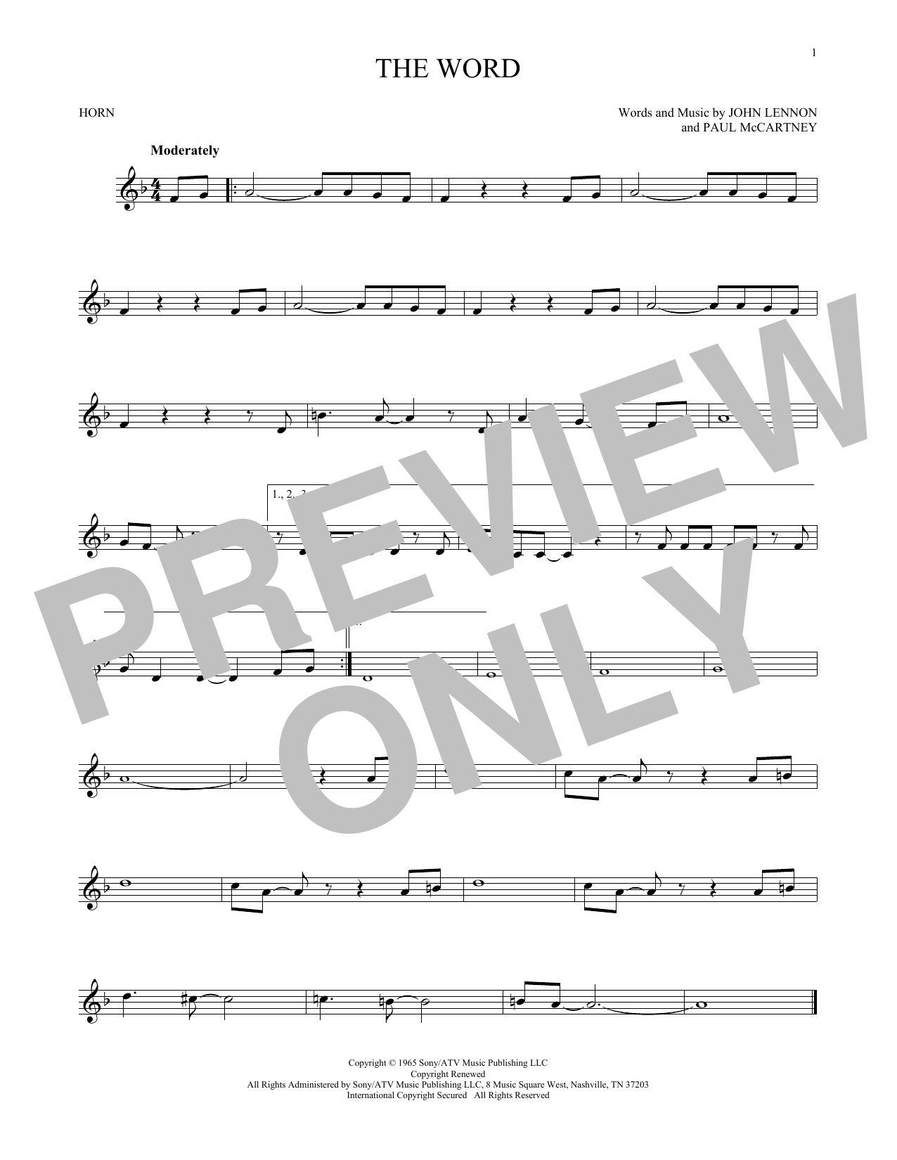Download The Beatles The Word Sheet Music
