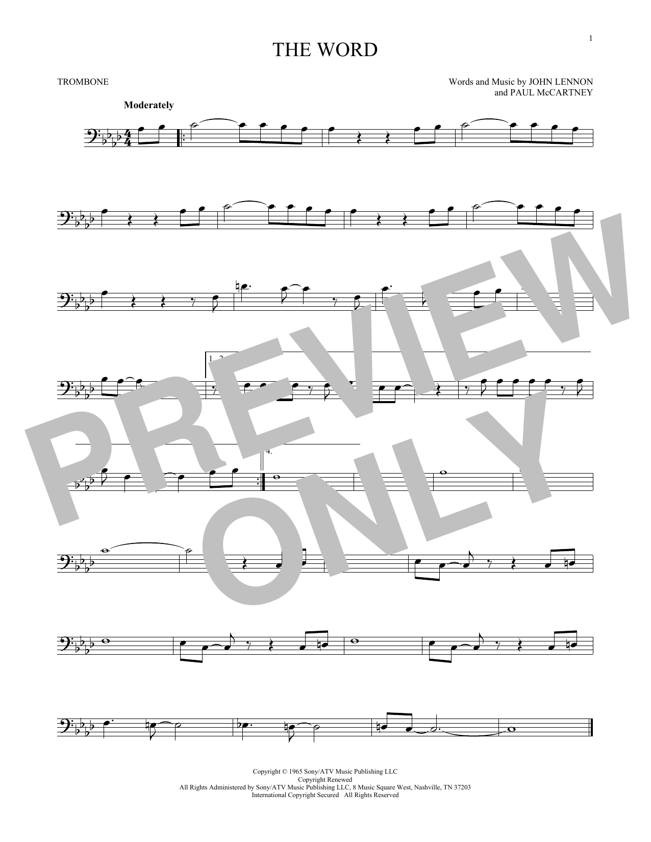 Download The Beatles The Word Sheet Music