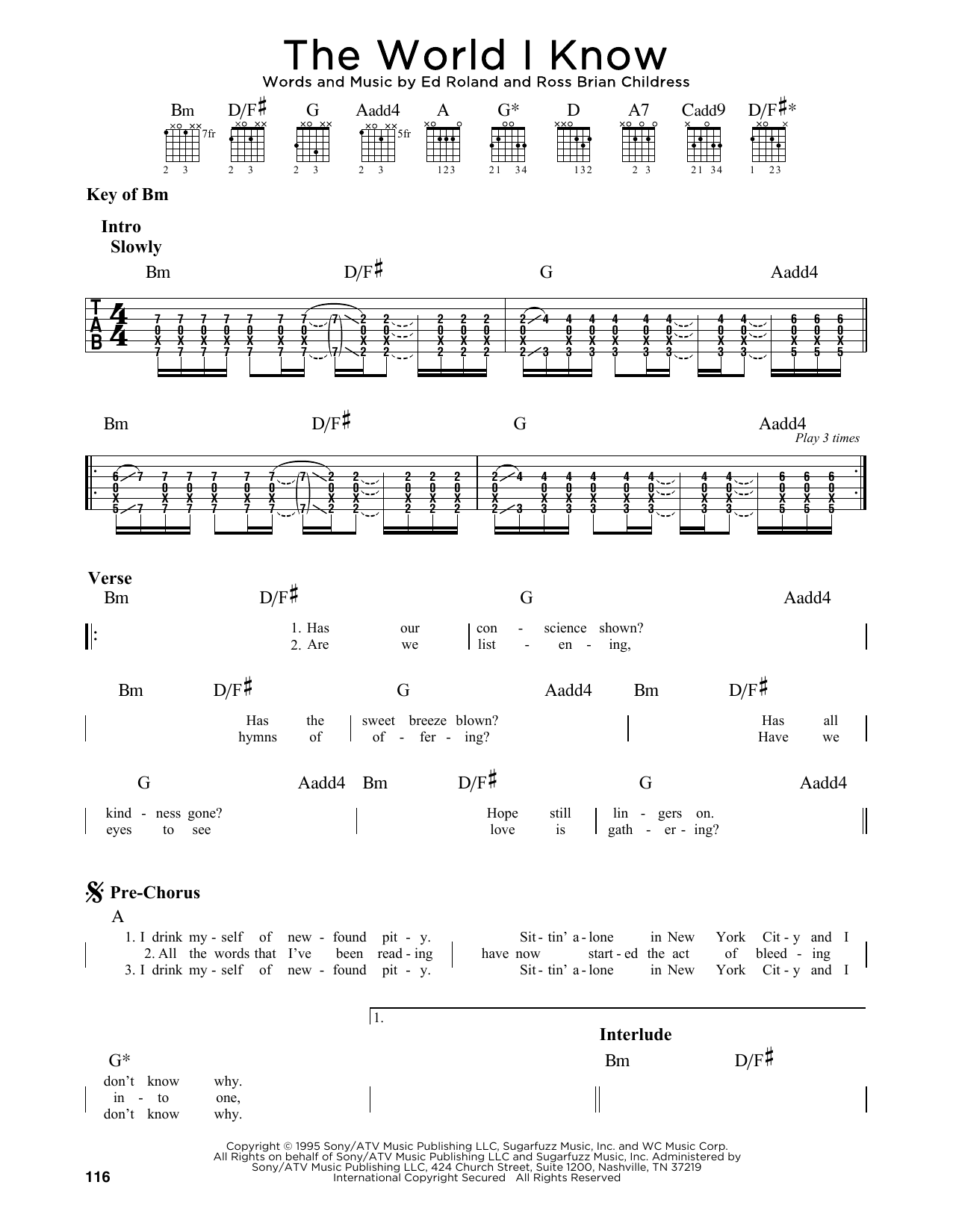 Download Collective Soul The World I Know Sheet Music