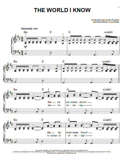 Download Collective Soul The World I Know Sheet Music