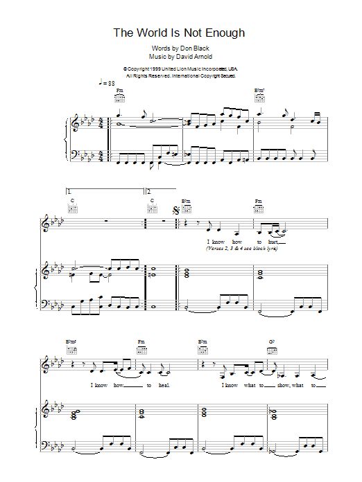 Download Garbage The World Is Not Enough (theme from the Sheet Music
