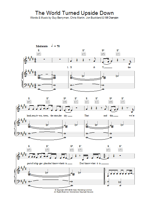 Download Coldplay The World Turned Upside Down Sheet Music