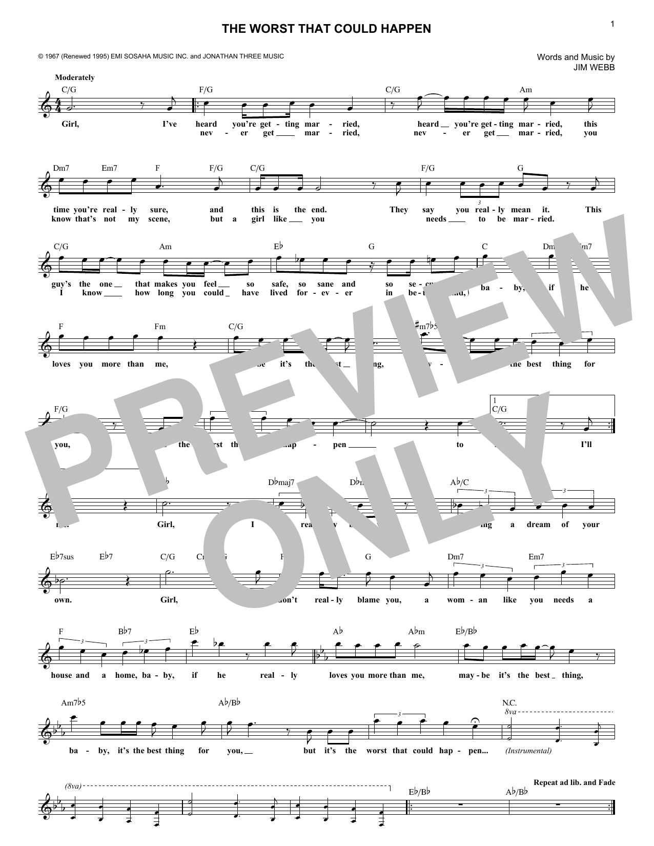 Download Brooklyn Bridge The Worst That Could Happen Sheet Music