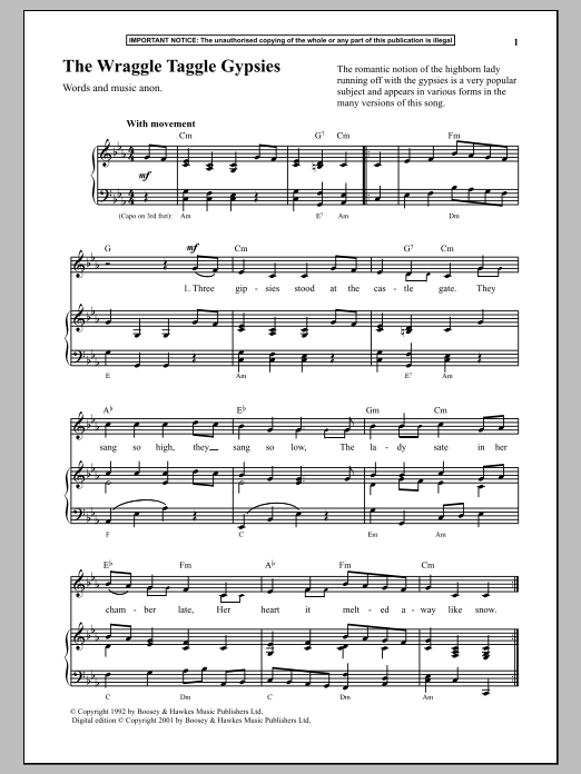 Download Anonymous The Wraggle Taggle Gypsies Sheet Music