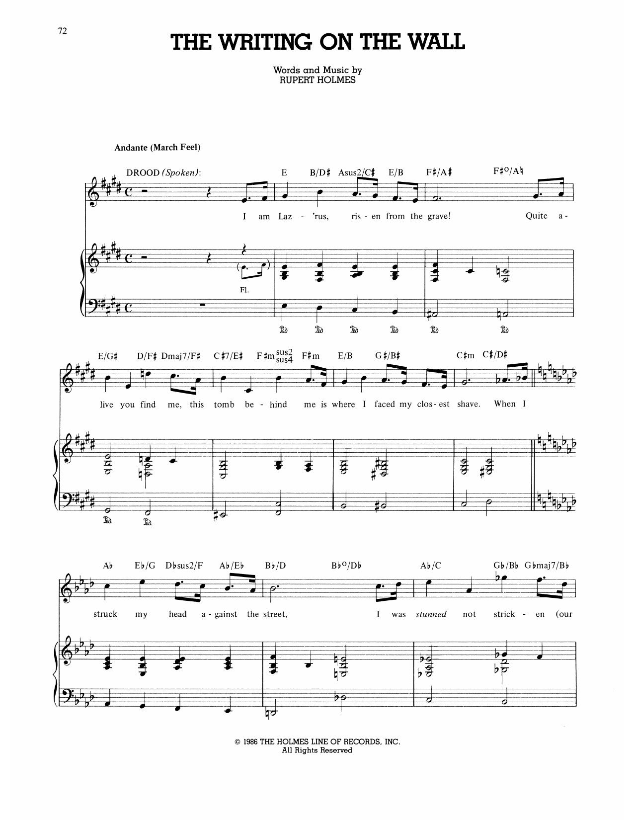 Download Rupert Holmes The Writing On The Wall (from The Myste Sheet Music
