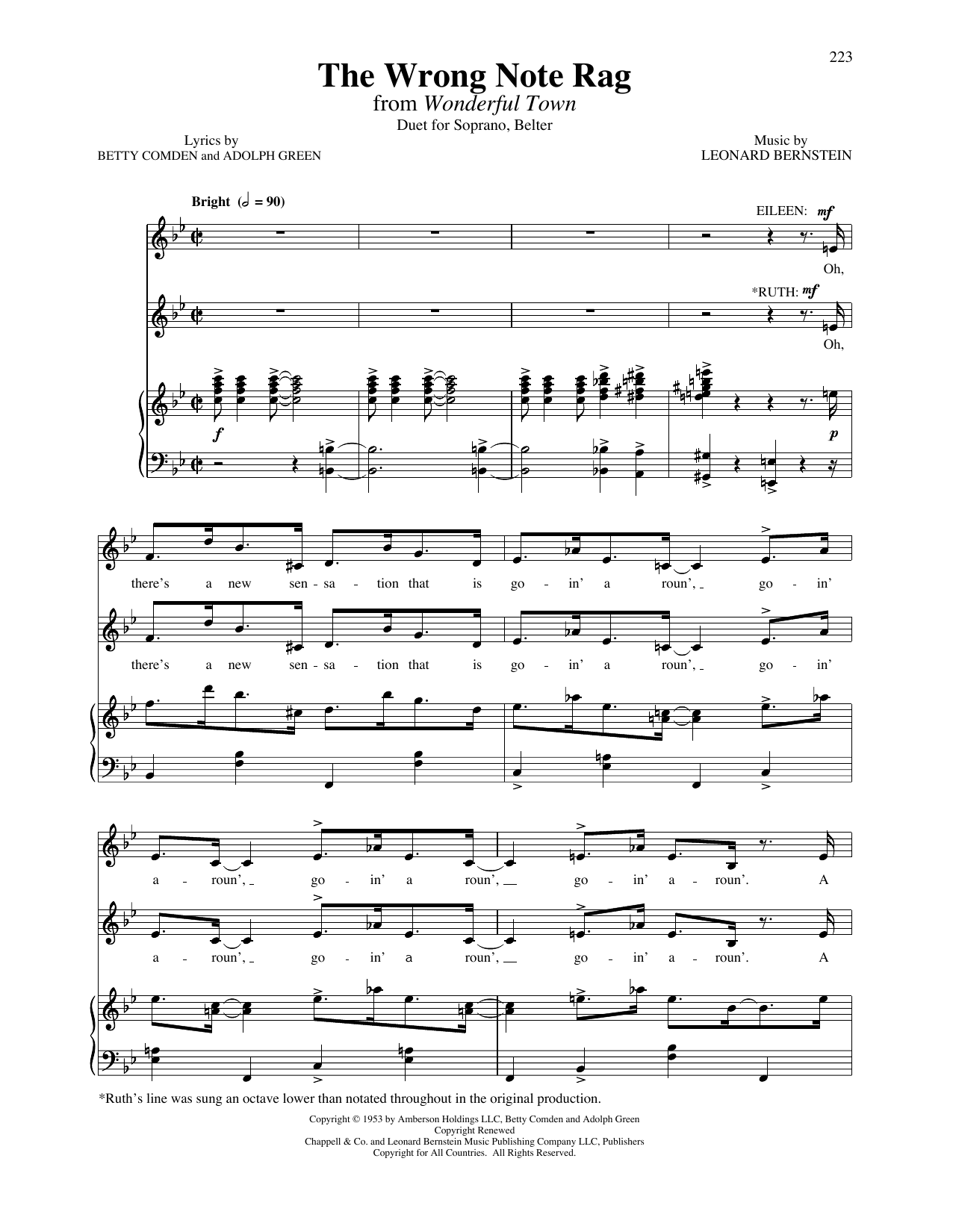 Download Leonard Bernstein The Wrong Note Rag (from Wonderful Town Sheet Music