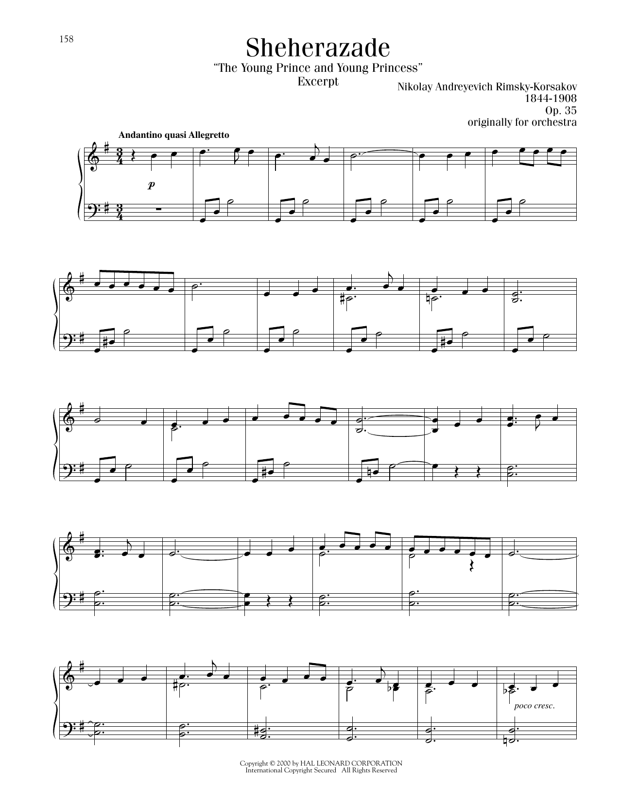 Nikolai Rimsky-Korsakov The Young Prince And The Young Princess sheet music notes printable PDF score